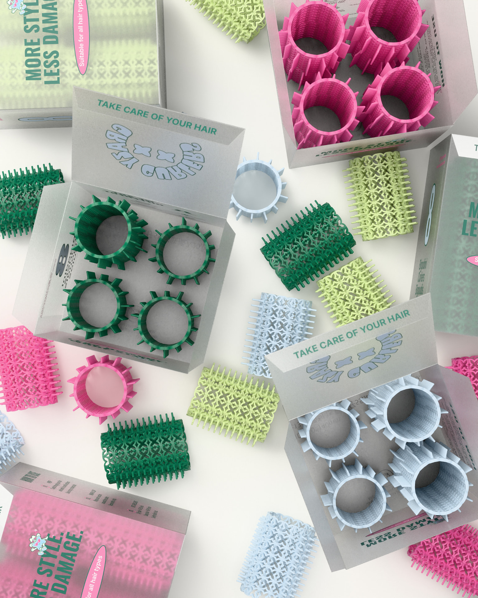 Crazy Curlers collection flat lay
